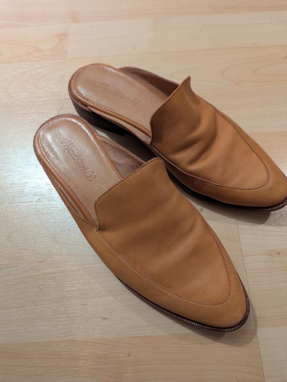 Madewell Tan Leather Slip-On Mules
